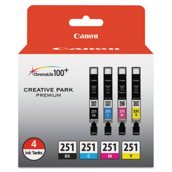 Picture of 6513B004 (CLI-251) ChromaLife100+ Ink, Black/Cyan/Magenta/Yellow, 4/Pack