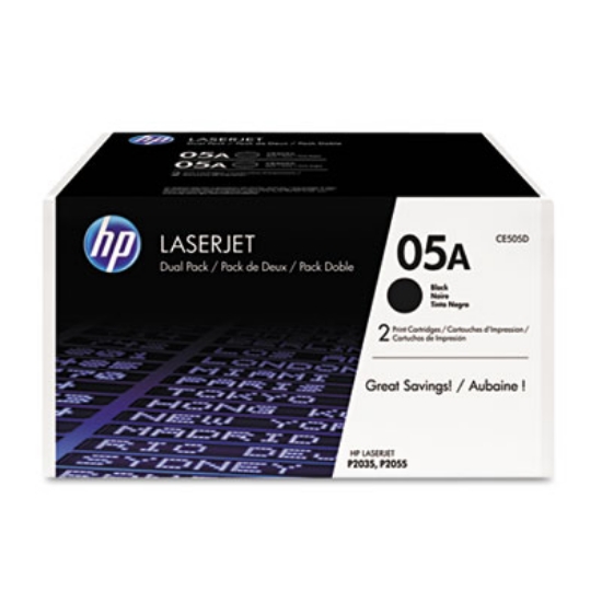 Picture of HP 05A, (CE505D) 2-Pack Black Original LaserJet Toner Cartridges