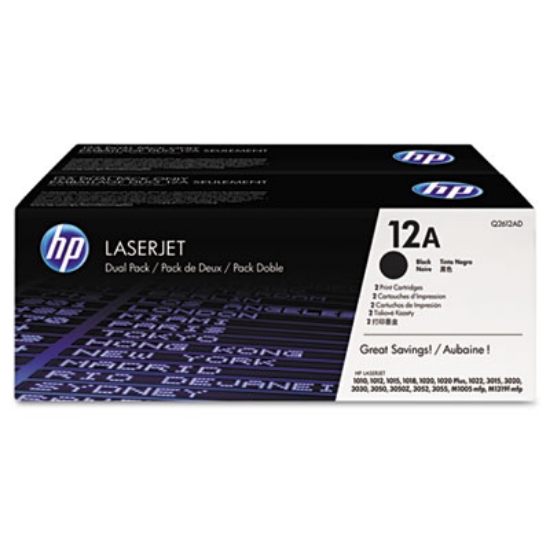 Picture of HP 12A, (Q2612D) 2-Pack Black Original LaserJet Toner Cartridges