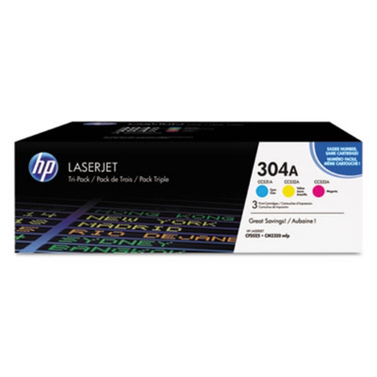 Picture of HP 304A, (CF340A) 3-Pack Cyan/Magenta/Yellow Original LaserJet Toner Cartridges