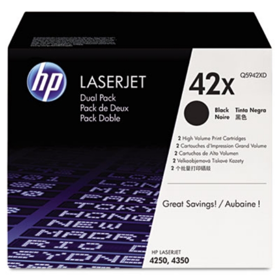 Picture of HP 42X, (Q5942X-D) 2-Pack High-Yield Black Original LaserJet Toner Cartridges