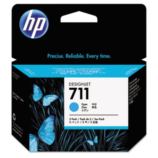 Picture of HP 711, (CZ134A) 3-Pack Cyan Original Ink Cartridges