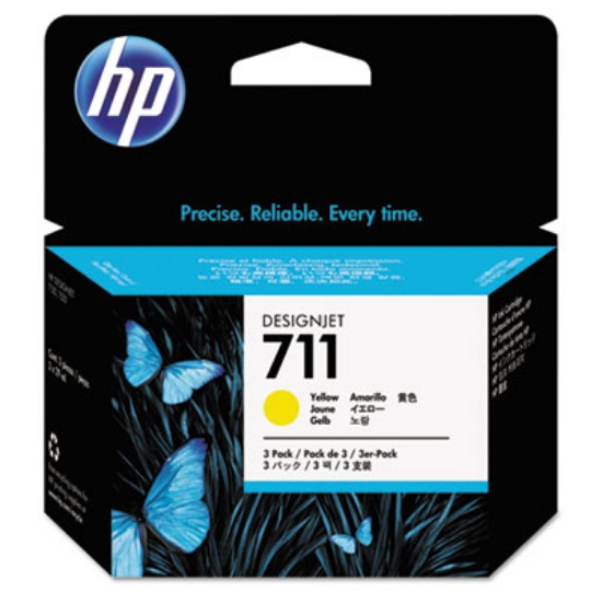 Picture of HP 711, (CZ136A) 3-Pack Yellow Original Ink Cartridges