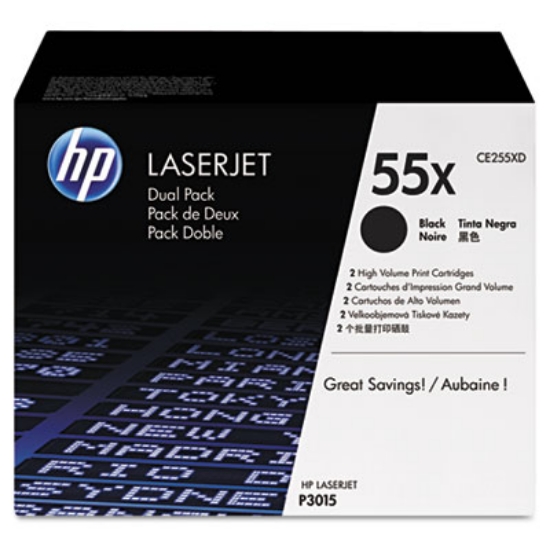 Picture of HP 55X, (CE255X-D) 2-Pack High-Yield Black Original LaserJet Toner Cartridges