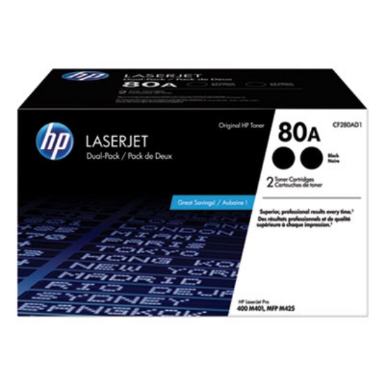 Picture of HP 80A, (CF280A-D) 2-Pack Black Original LaserJet Toner Cartridges