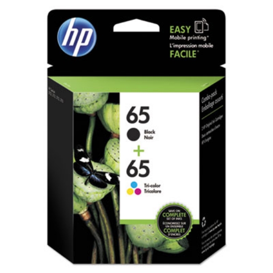 Picture of HP 65, (T0A36AN) 2-Pack Black/Tri-Color Original Ink Cartridges